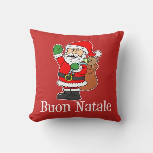 Buon Natale Italian Christmas Santa Throw Pillow