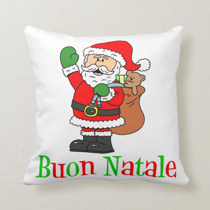 Buon Natale Pillow.Buon Natale Italian Christmas Santa Throw Pillow Zazzle Com
