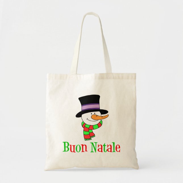 Buon Natale Italian Christmas Snowman Tote Bag (Front)