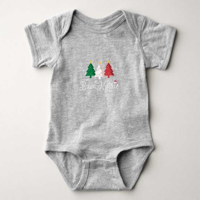 Buon Natale Italian Christmas Tree Baby Bodysuit (Front)