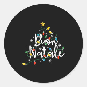 Buon Natale Italian Family Merry Christmas Tree Li Classic Round Sticker