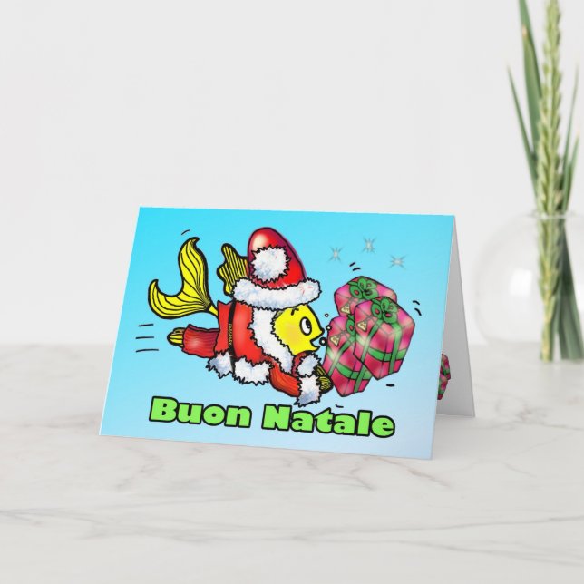 Buon Natale Italian Fish funny cute Christmas Card (Front)