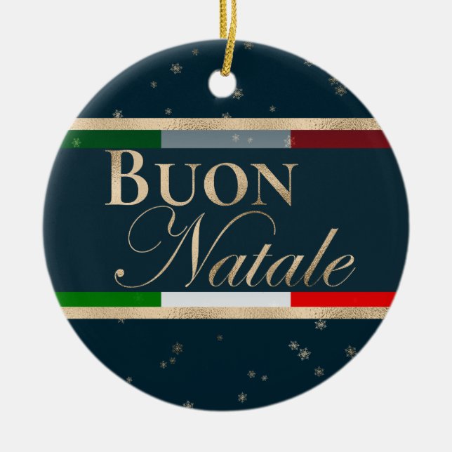 Buon Natale Italian Flag Christmas Ceramic Ornament (Front)