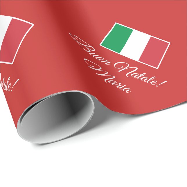 Buon Natale Italian flag Christmas Holiday custom Wrapping Paper (Roll Corner)