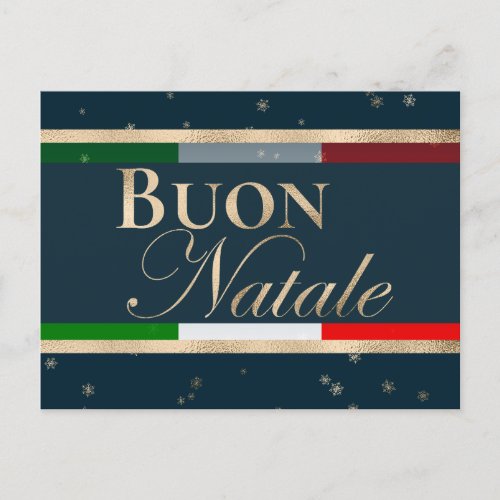 Buon Natale Italian Flag on Blue Christmas Postcard