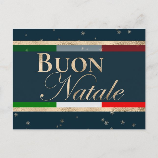 Buon Natale Italian Flag on Blue Christmas Postcard (Front)