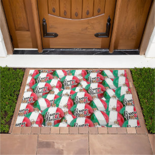 Buon Natale Italian Flag Ornaments Design Festive Doormat