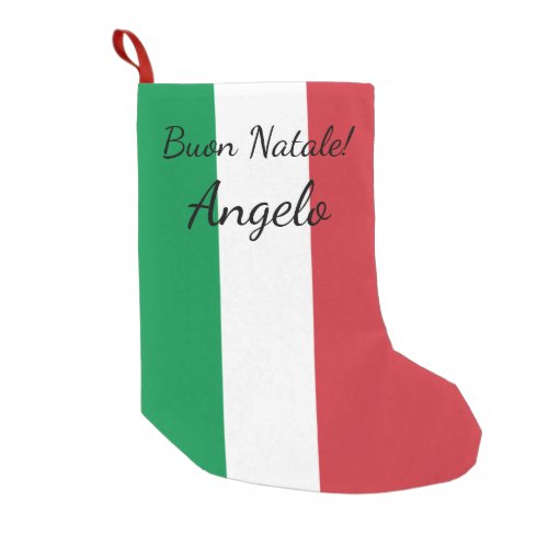 Buon Natale Italian flag personalized name Holiday Small Christmas Stocking