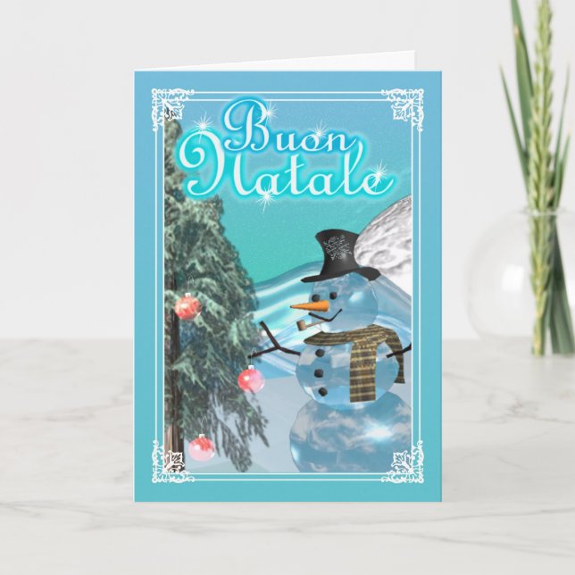 Buon Natale Italian Merry Christmas card snowman (Front)