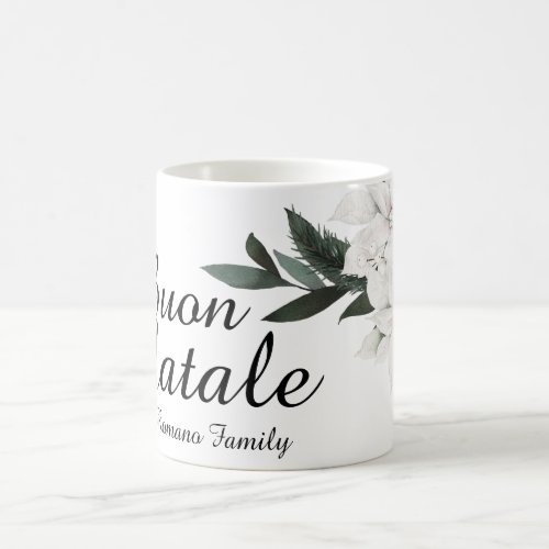Buon Natale Italian Merry Christmas Floral Coffee Mug
