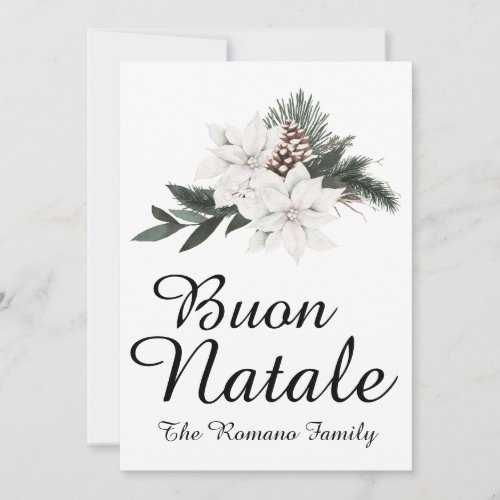 Buon Natale Italian Merry Christmas Floral Holiday Card