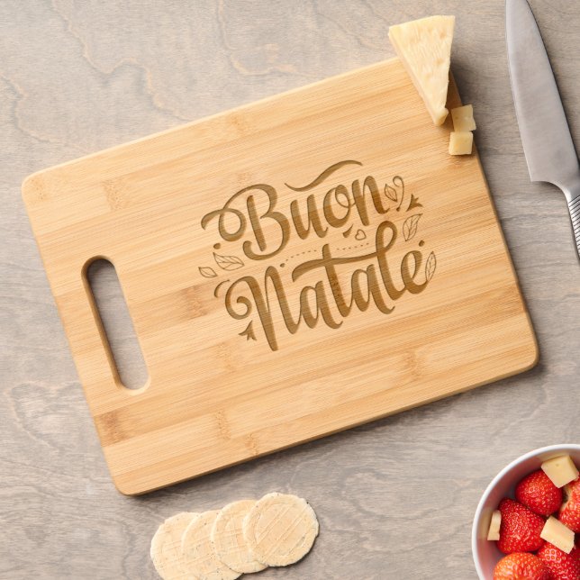 Buon Natale Italian Merry Christmas Kitchen  Engraved Cutting Board (Cheese)