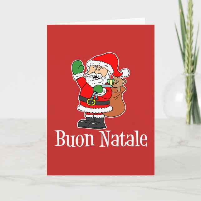 Buon Natale Italian Merry Christmas Santa Holiday Card (Front)