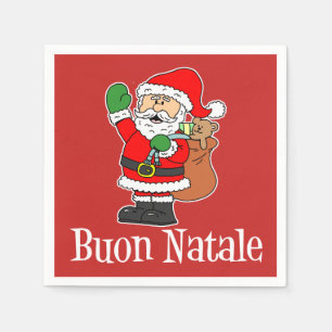 Buon Natale Italian Merry Christmas Santa (RED) Napkins