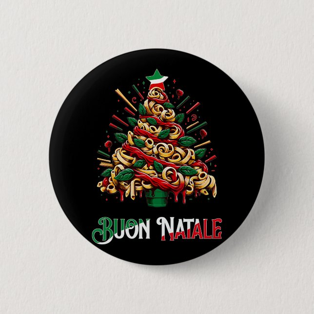 Buon natale italian pasta christmas tree xmas for  button (Front)