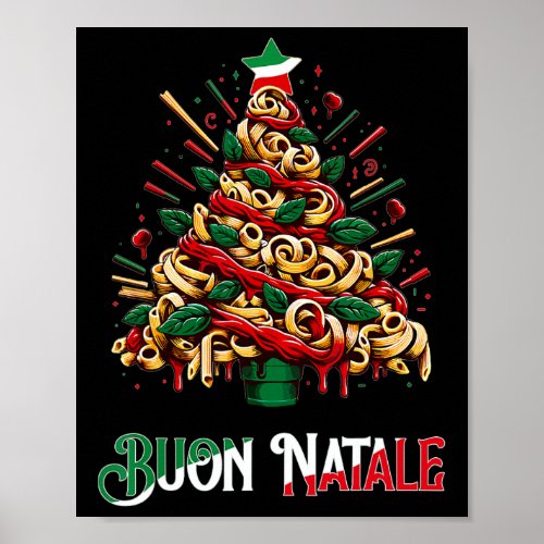 Buon natale italian pasta christmas tree xmas for  poster