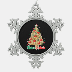 Buon Natale Italian Pasta Christmas Tree Xmas Snowflake Pewter Christmas Ornament