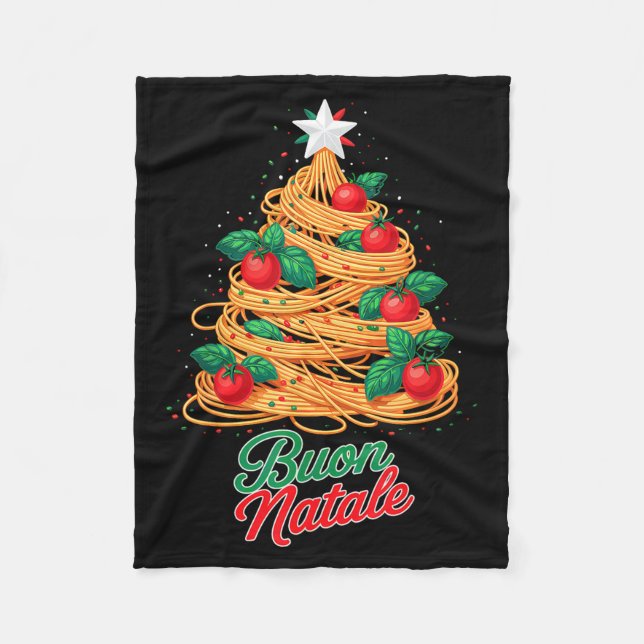 Buon Natale Italian Pasta Spaghetti Funny Christma Fleece Blanket (Front)