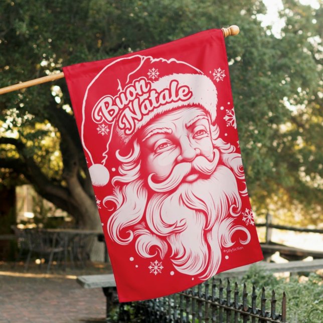 Buon Natale Italian Santa Christmas Decoration House Flag (Vintage Santa Buon Natale
Old Fashioned House Flag
Italian Christmas Decoration)