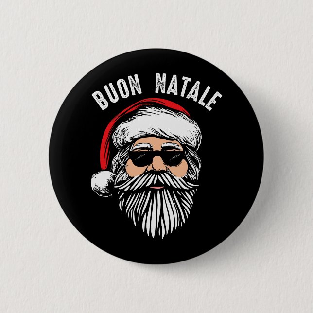 Buon natale italian santa claus babbo funny christ button (Front)