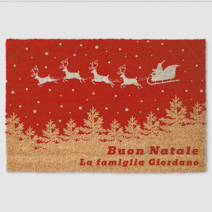 Buon Natale Italian Santa Family Name Fiber Doormat
