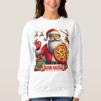 Buon Natale Italian Santa with Pizza & Reindeer