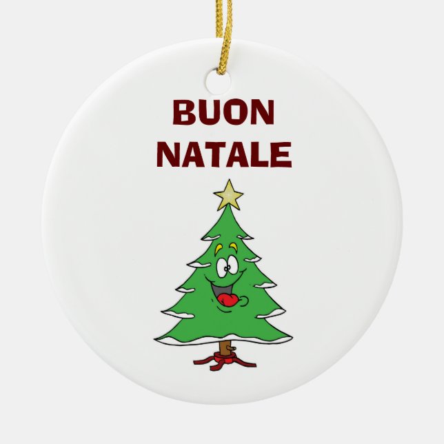 "BUON NATALE" LAUGHTING CHRISTMAS TREE ORNAMENT (Front)