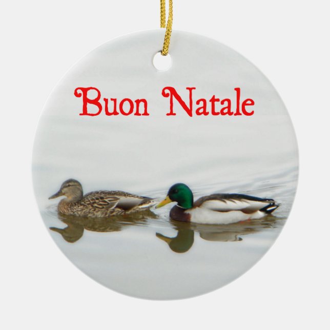 Buon Natale - Mallards Ceramic Ornament (Front)