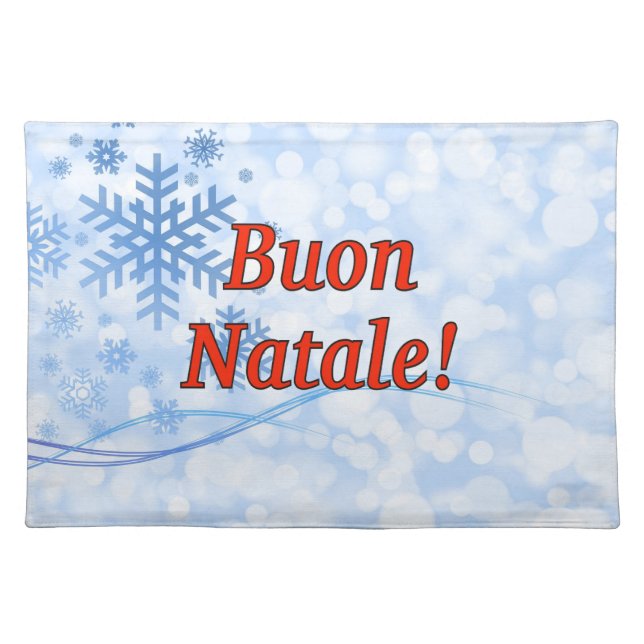Buon Natale! Merry Christmas in Italian rf Cloth Placemat (Front)