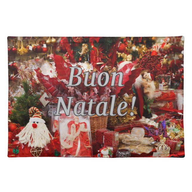 Buon Natale! Merry Christmas in Italian wf Cloth Placemat (Front)