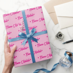 Buon Natale Merry Christmas Pink Wrapping Paper