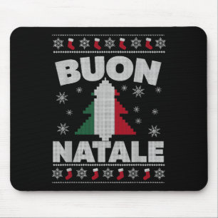 Buon Natale Merry Christmas Tree Italian Ugly Xmas Mouse Pad