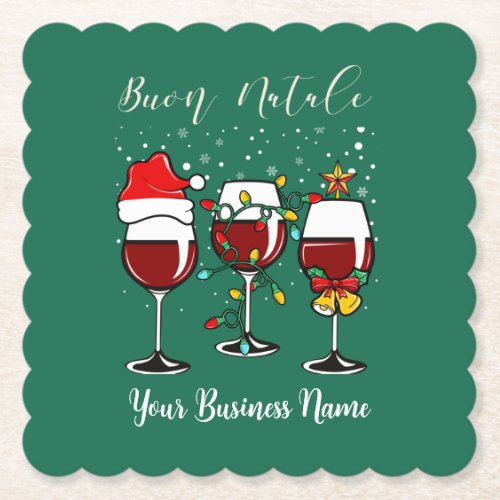 Buon Natale Merry Christmas Wine Lights Paper Coaster