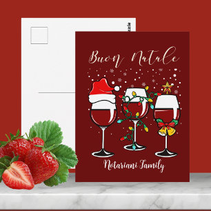 Buon Natale Merry Christmas Wine Lights Postcard