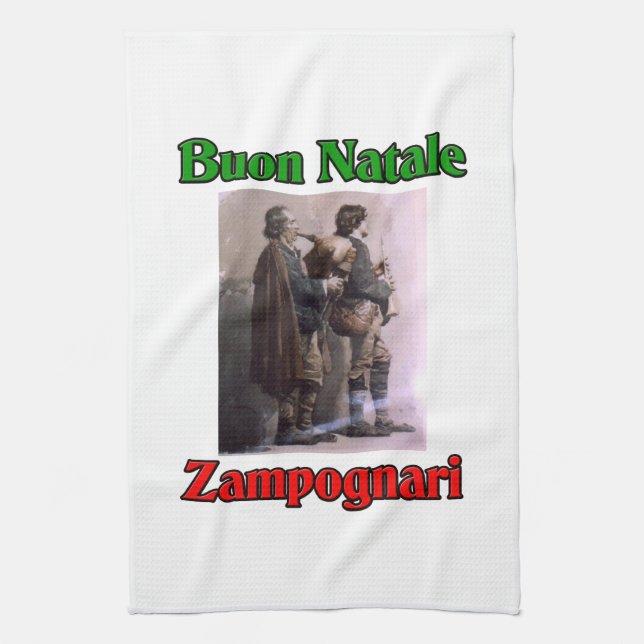 Buon Natale (Merry Christmas) Zampognari Towel (Vertical)