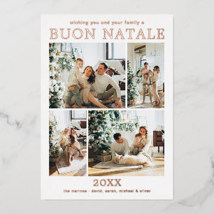 Buon Natale Multi Photo Rose Gold Foil Holiday Card