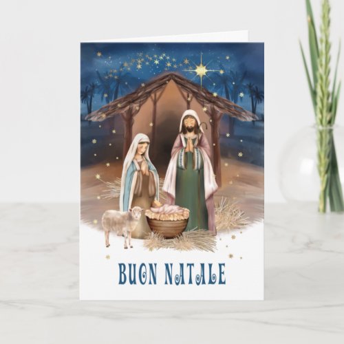 Buon Natale Nativity Scene Card in Italian