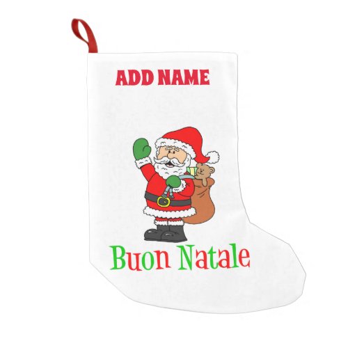 Buon Natale Personalized Name Italian Small Christmas Stocking