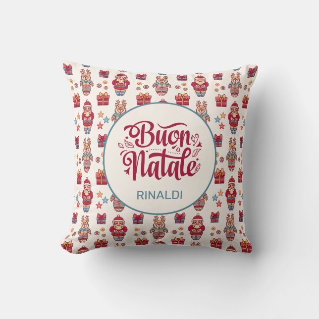 Buon Natale Personalized Throw Pillow (Front)