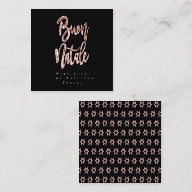 Buon Natale Pink Rose Gold Italian Christmas Note Card (Front/Back)