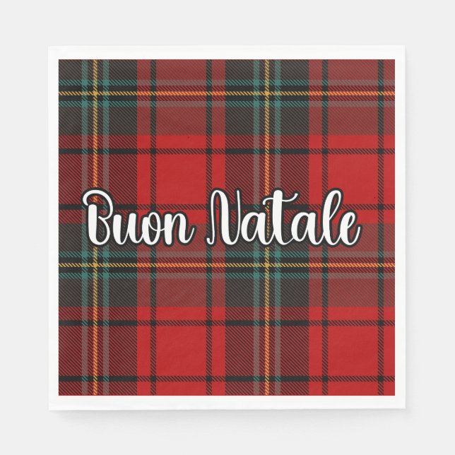 Buon Natale Plaid Napkins (Front)