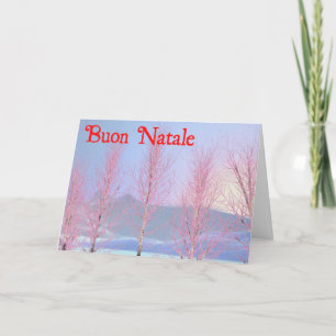 Buon Natale - Raspberry Creme Birch Holiday Card