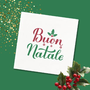 Buon Natale Red and Green Christmas Napkins