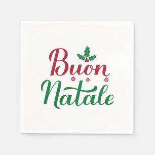 Buon Natale Red and Green Christmas Napkins