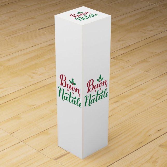 Buon Natale Red and Green Christmas  Wine Box (Front)