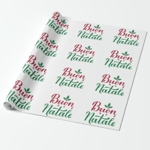 Buon Natale Red and Green Christmas Wrapping Paper