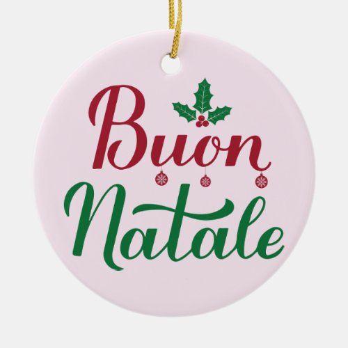 Buon Natale Red and Green Italian Christmas Ceramic Ornament