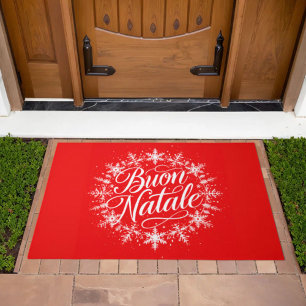 Buon Natale Red Welcome Mat for Italian Christmas