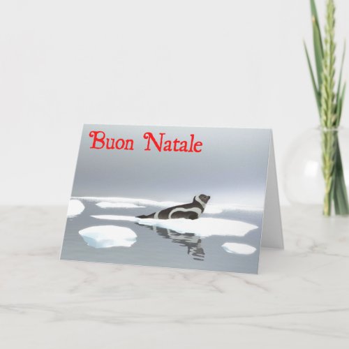 Buon Natale _ Ribbon Seal On Ice Holiday Card