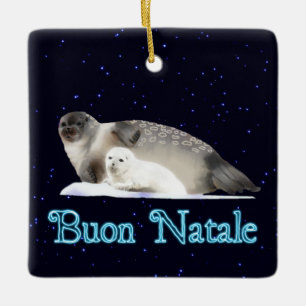 Buon Natale - Ringed Seal Ceramic Ornament